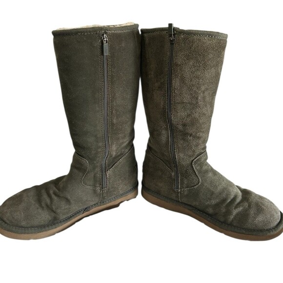 Ugg Rock Star Womens Studded Olive Green Suede Shearling Knee High Boots Sz 8 - Picture 4 of 13